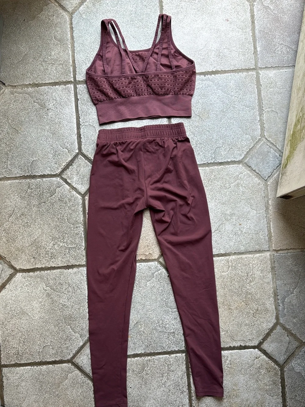 Gymshark Wine Red Track Pants and Sports Bra Set